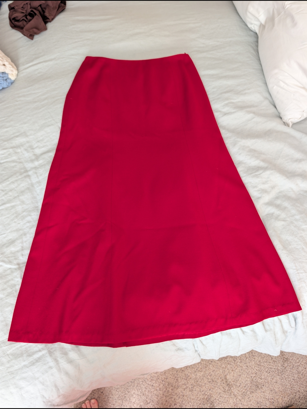 Vtg Talbots Red Wool Maxi Skirt Made in Italy Quiet Luxury Deep Winter 8